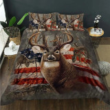 Flag Deer Print Bed Set