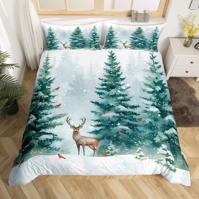 Snow Deer Print Bed Set