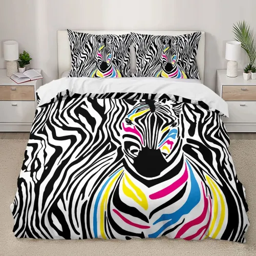 Colorful Zebra Print Bed Set