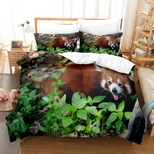 Happy Red Panda Printed Bed Set