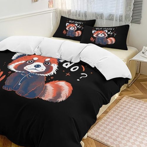 What Should I Do Red Panda Bed Set