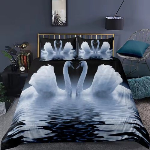 Fairy Swan Couples Print Bed Set