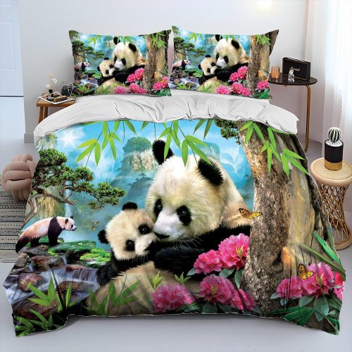 Panda Family Print Bed Set