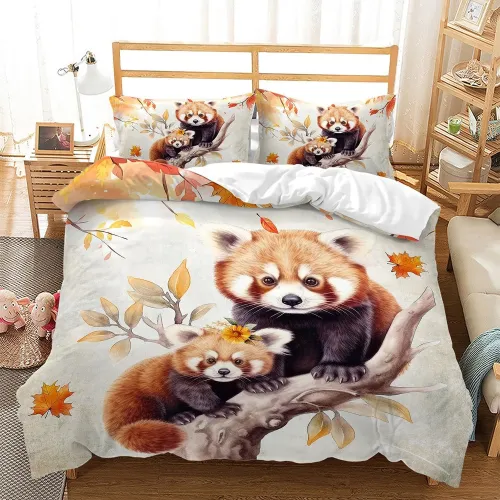 Mom And Baby Red Panda Bed Set