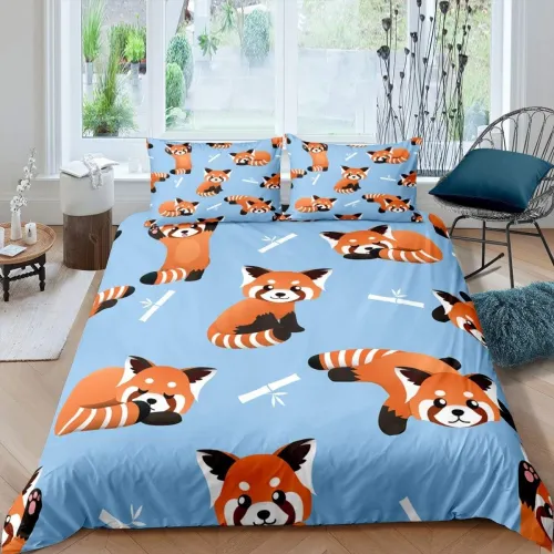 Cartoon Red Panda Print Bed Set