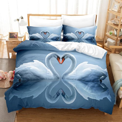 Swan Lovers Print Bed Set