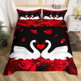 Swan Rose Print Bed Set