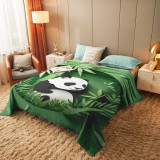 Green Panda Bamboo Print Blanket