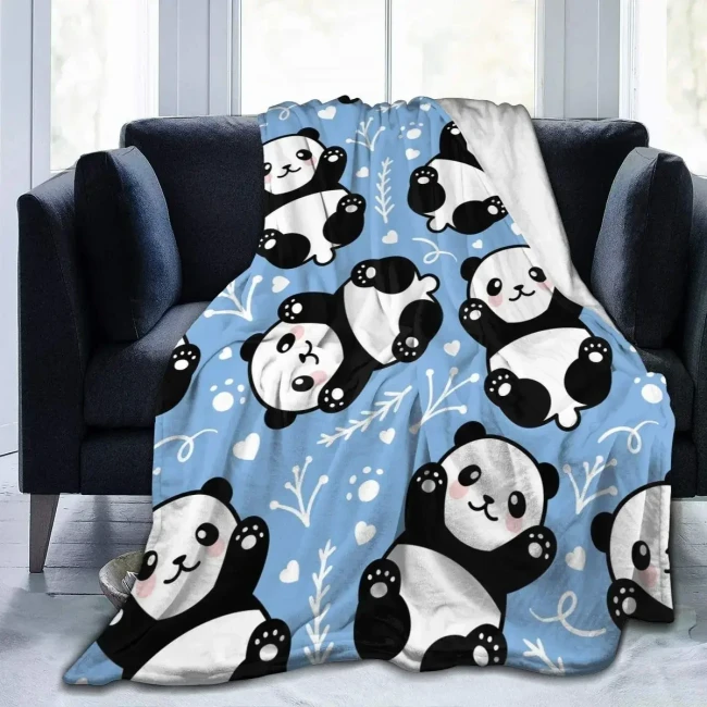Cute Cartoon Panda Print Blanket