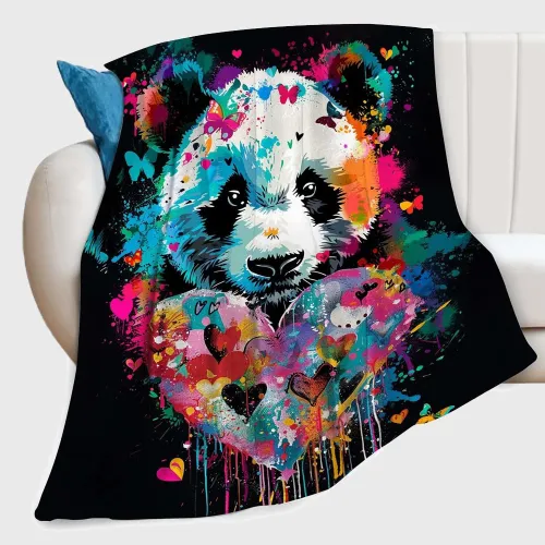 Colorful Panda Print Blanket