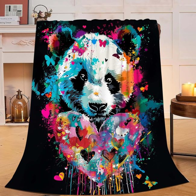 Colorful Panda Print Blanket