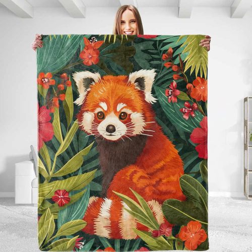 Tropical Red Panda Print Blanket