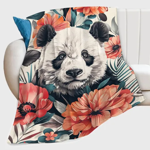 Blossom Giant Panda Print Blanket