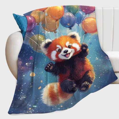 Balloons Red Panda Print Blanket
