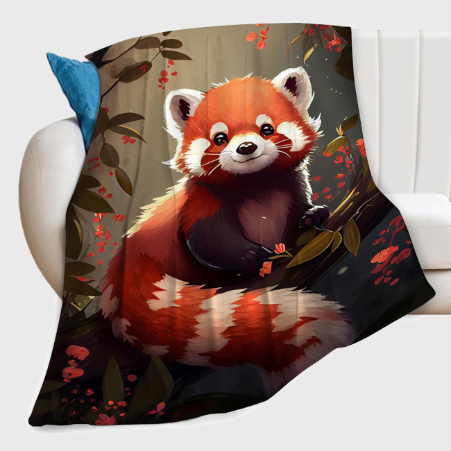 Cartoon Red Panda Print Blanket