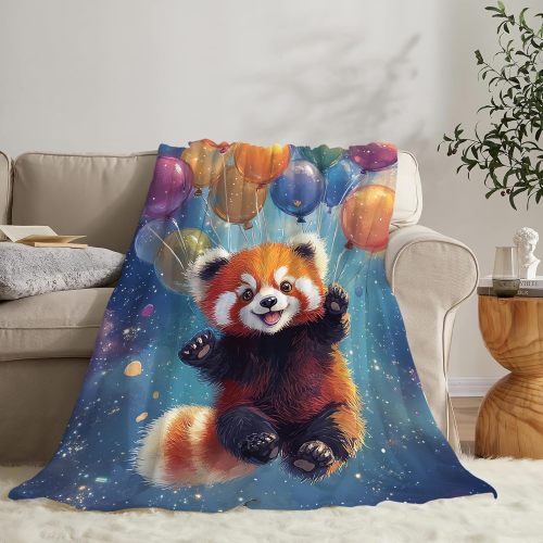 Balloons Red Panda Print Blanket