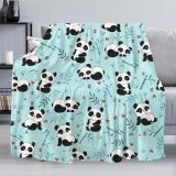 Cartoon Pandas Print Blanket