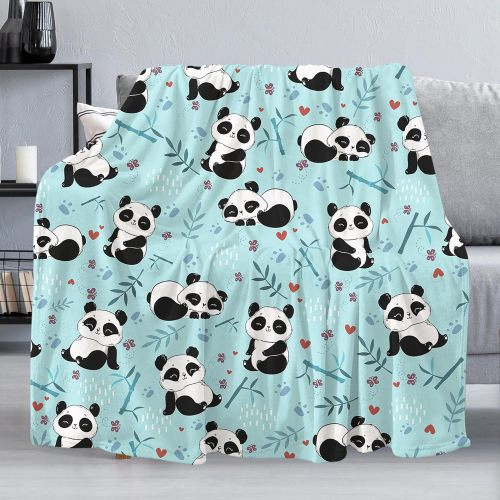 Cartoon Pandas Print Blanket