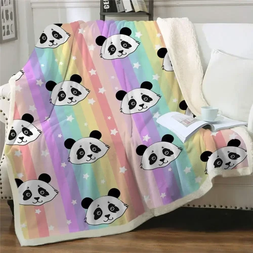 Rainbow Stars Panda Head Blanket