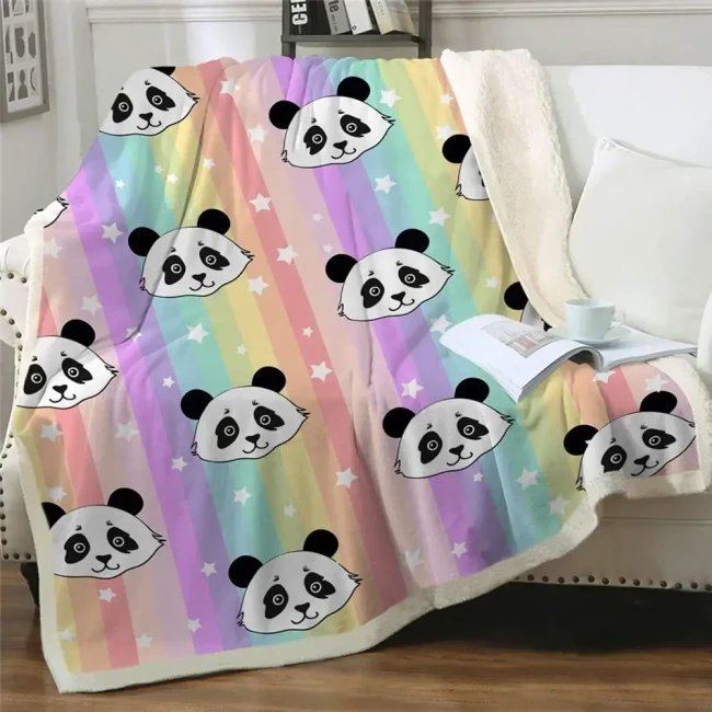 Rainbow Stars Panda Head Blanket