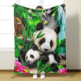 Mom And Baby Panda Print Blanket