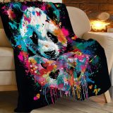 Colorful Panda Print Blanket
