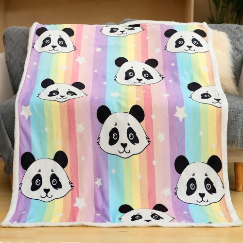 Rainbow Stars Panda Head Blanket