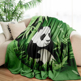 Green Panda Bamboo Print Blanket