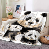 Watercolor Mom And Baby Panda Blanket