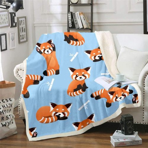 Kids Cartoon Red Panda Print Blanket