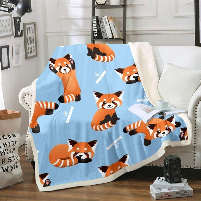 Kids Cartoon Red Panda Print Blanket
