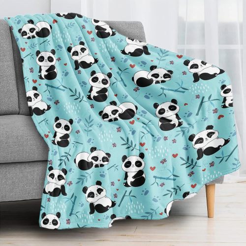 Cartoon Pandas Print Blanket