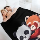 Panda And Red Panda Print Blanket