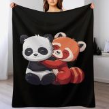 Panda And Red Panda Print Blanket