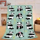 Panda And Bamboo Leaves Print Blanket