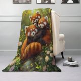 Red Panda Family Print Blanket