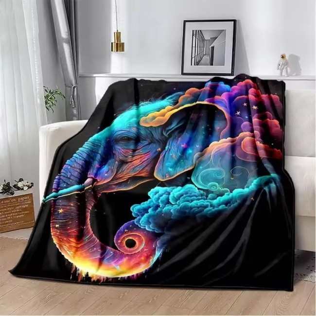 Galaxy Elephant Print Blanket