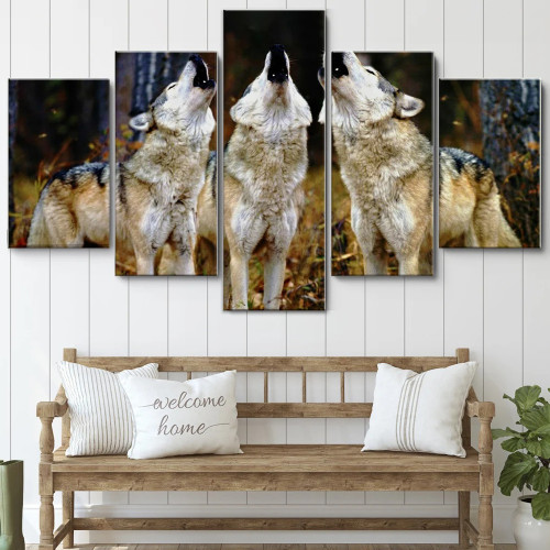 Wolf Packs Howling Print Canvas Painting