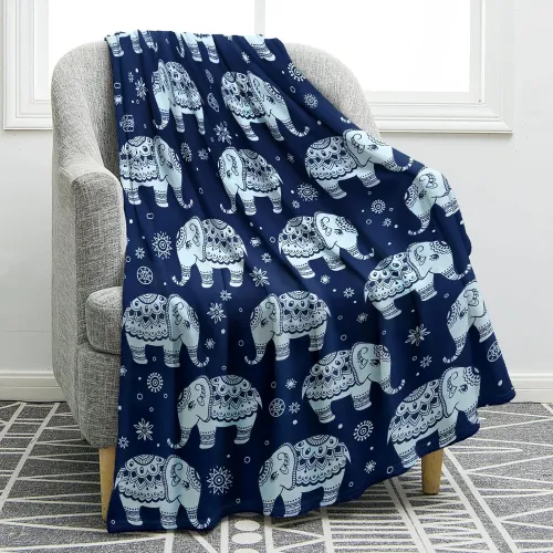 Cute Mandala Elephant Print Blanket