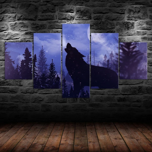Howl Wolf Print Canvas Painting
