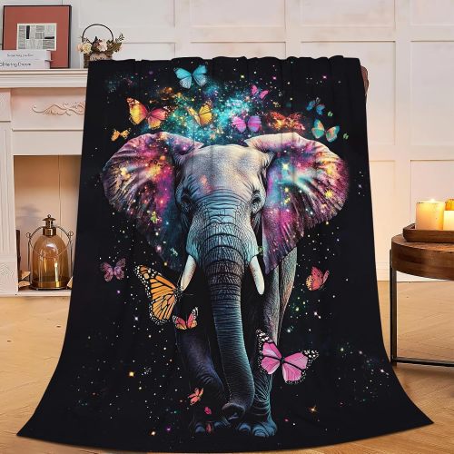 Galaxy Elephant Butterfly Throw Blanket