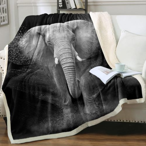 Elephant Print Fleece Blanket