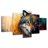 Watercolor Wolf Print Canvas Painting
