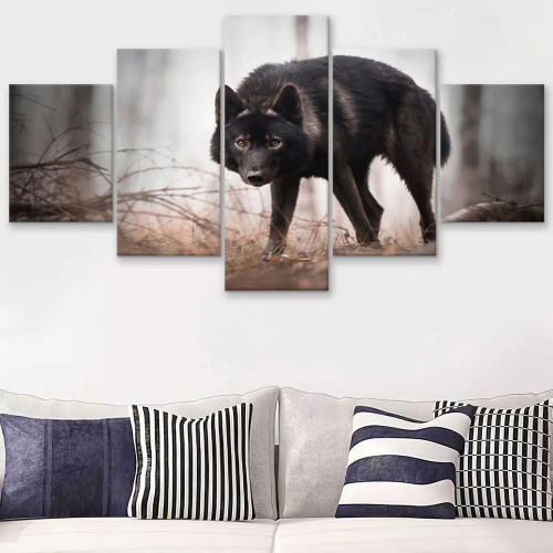 Black Wolf Print Canvas Painting