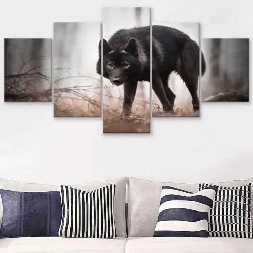 Black Wolf Print Canvas Painting