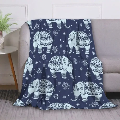 Cute Mandala Elephant Print Blanket