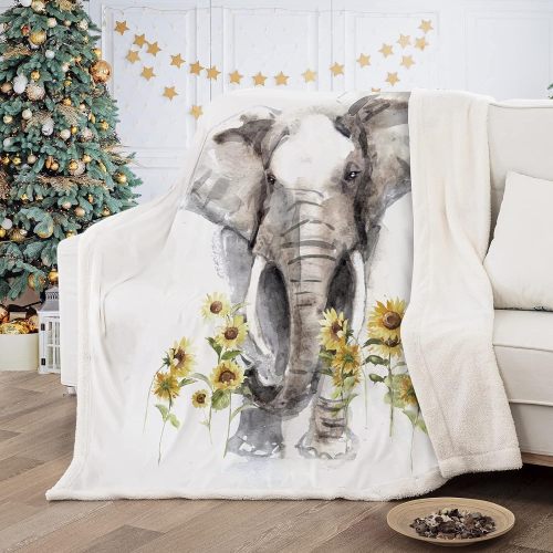 Watercolor Elephant Throw Blanket