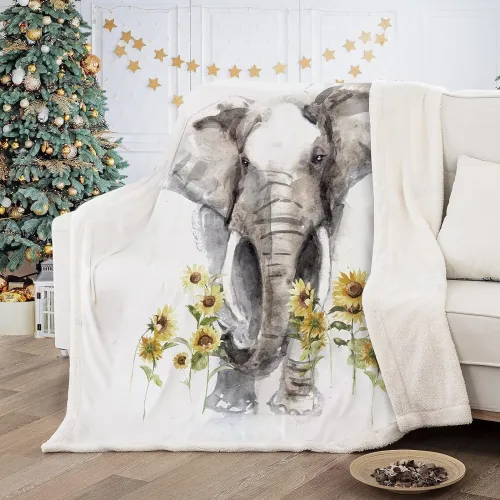 Watercolor Elephant Throw Blanket