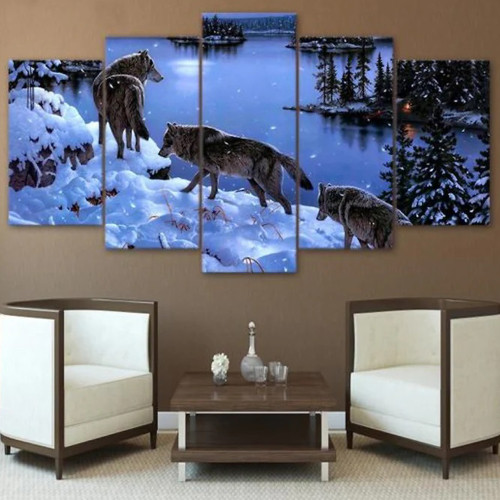 Packs Wolf Print Canvas Painting