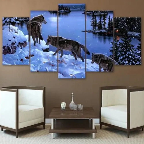 Packs Wolf Print Canvas Painting